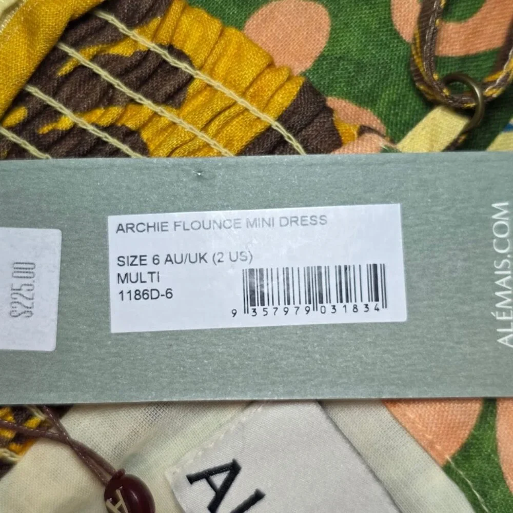 NWT ALEMAIS Archie Floral Linen Mini Flounce Dress 2 - Picture 11 of 13